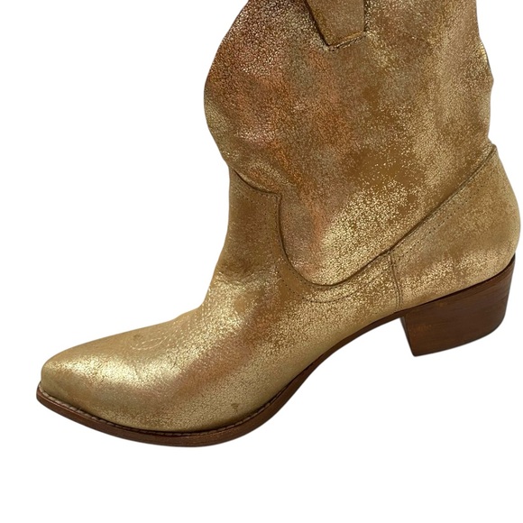 Zadig & Voltaire Gold Western Boots with Rhinestone Skull Size 9 EU 39 - Picture 11 of 13